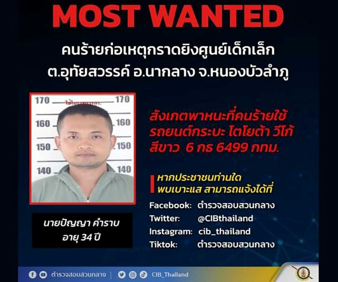 This handout from the Facebook page of Thailand's Central Investigation Bureau shows a picture of former policeman Panya Khamrab, who is believed to have killed at least 30 people in a nursery This handout from the Facebook page of Thailand's Central Investigation Bureau shows a picture of former policeman Panya Khamrab, who is believed to have killed at least 30 people in a nursery