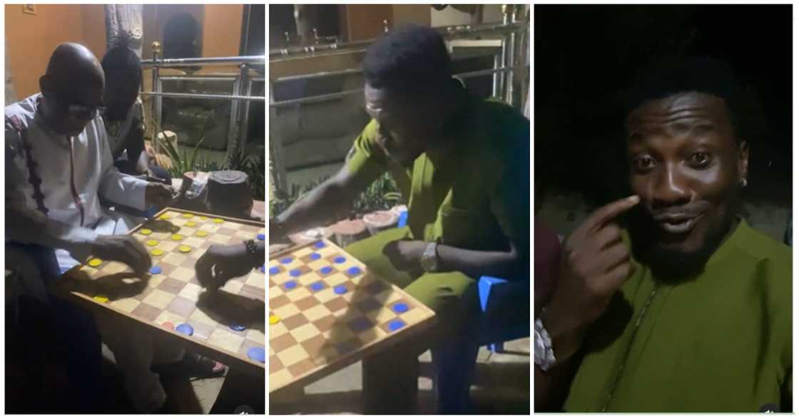 Asamoah Gyan plays draughts with his father