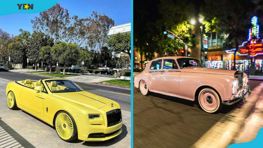 Rolls Royce Dawn (L) and Pink Rolls Royce (R) Rolls Royce Dawn (L) and Pink Rolls Royce (R)