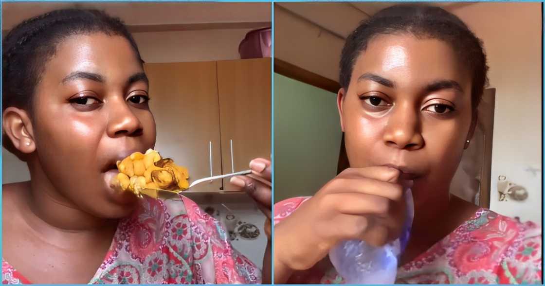 Social media reacts to video of beautiful girl eating gari and beans