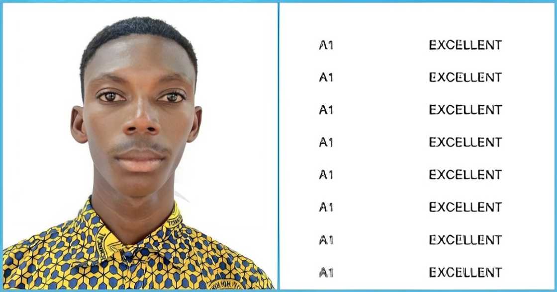Photo of Isaac Atoeyine's WASSCE's results. Photo of Isaac Atoeyine's WASSCE's results.