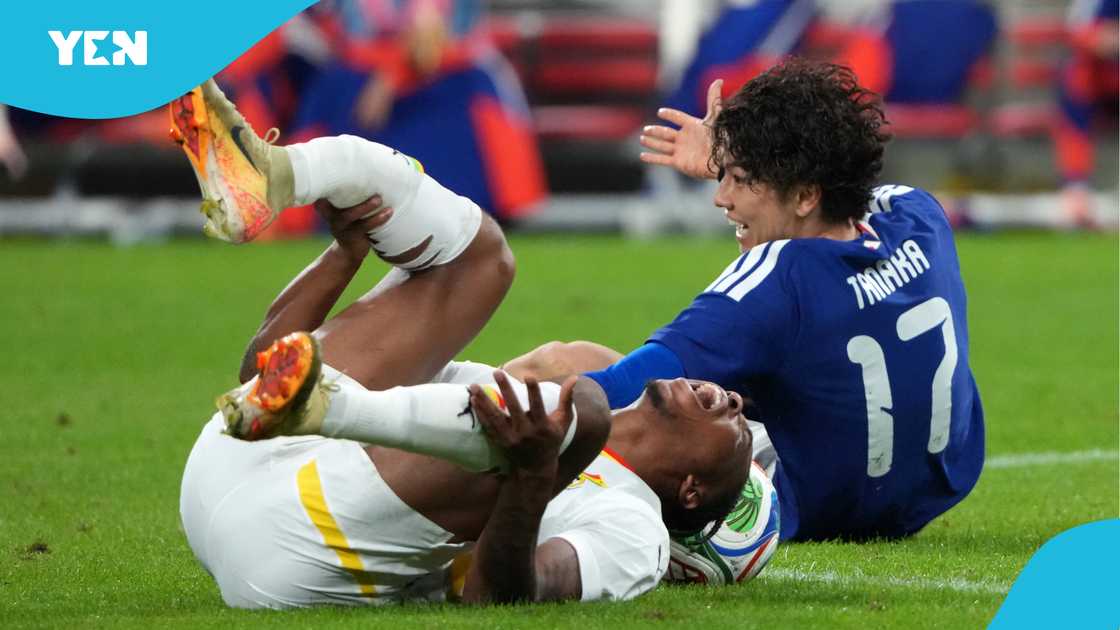 Prophet Telvin Sowah Adjei, Mohammed Kudus, Abu Francis' injury, Ao Tanaka, Abu Francis to miss World Cup, Abu Francis' season over, Abu Francis suffers injury. Prophet Telvin Sowah Adjei, Mohammed Kudus, Abu Francis' injury, Ao Tanaka, Abu Francis to miss World Cup, Abu Francis' season over, Abu Francis suffers injury.