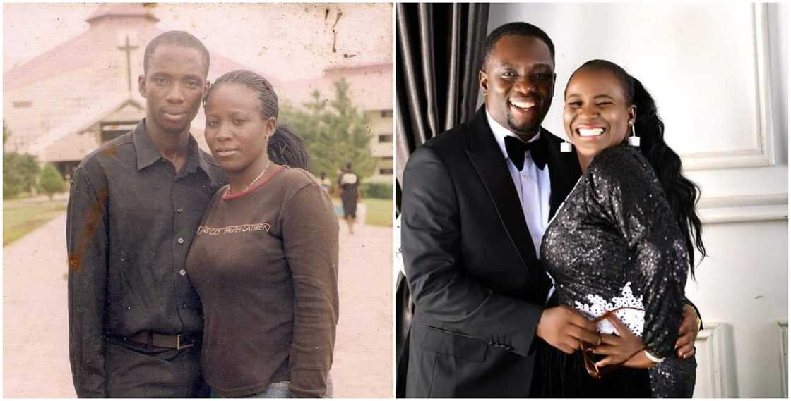 Then and now photos of Bello and her husband Then and now photos of Bello and her husband
