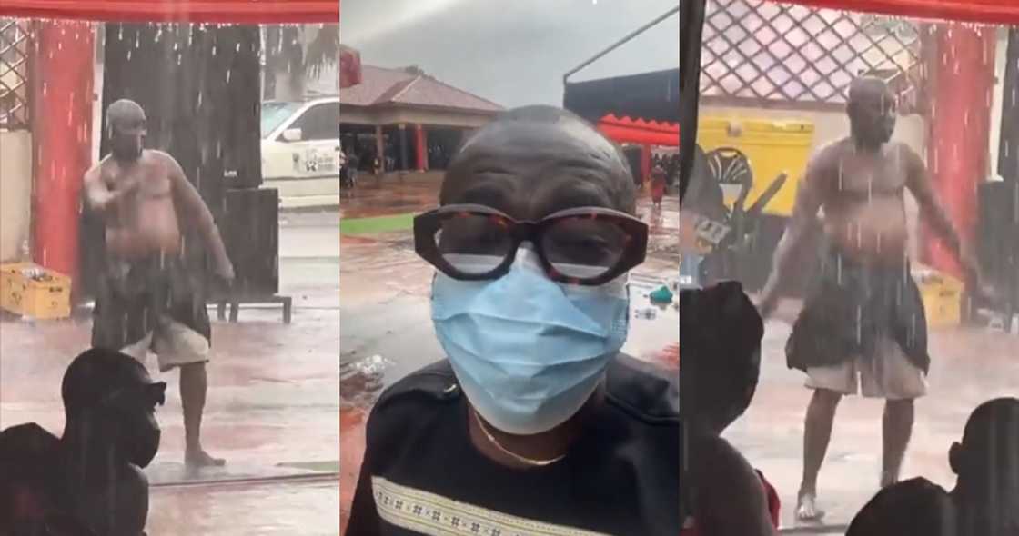 Heavy rain at Kumasi funeral Stops After Traditional man's Incantation in Video Heavy rain at Kumasi funeral Stops After Traditional man's Incantation in Video
