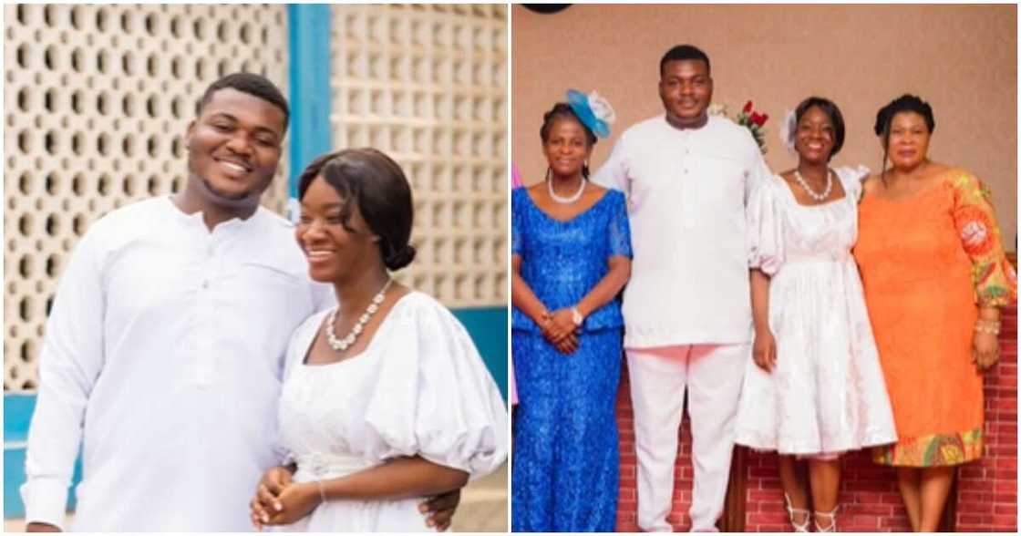 Photo of a couple and their relatives Photo of a couple and their relatives