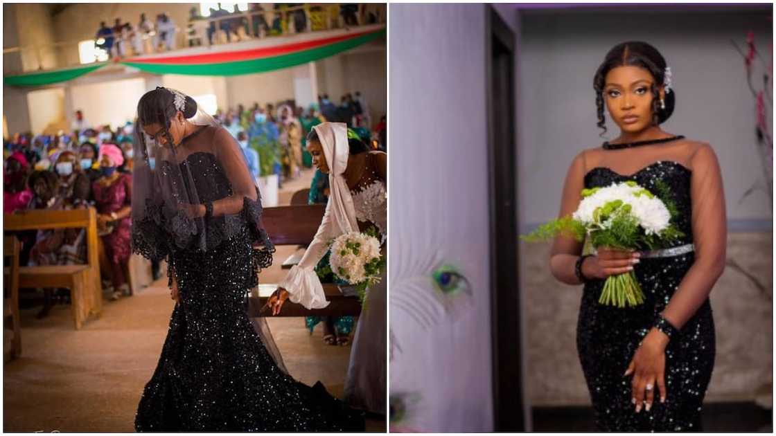 Photo of lady in black wedding dress stirs massive reactions form Nigerians