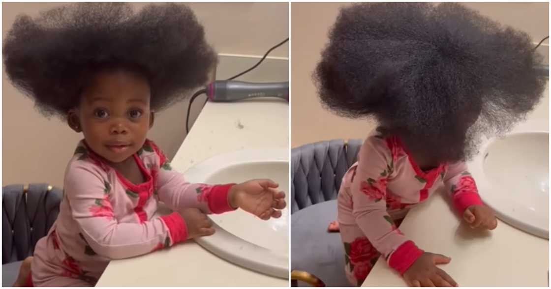 Baby girl flaunts her natural hair.