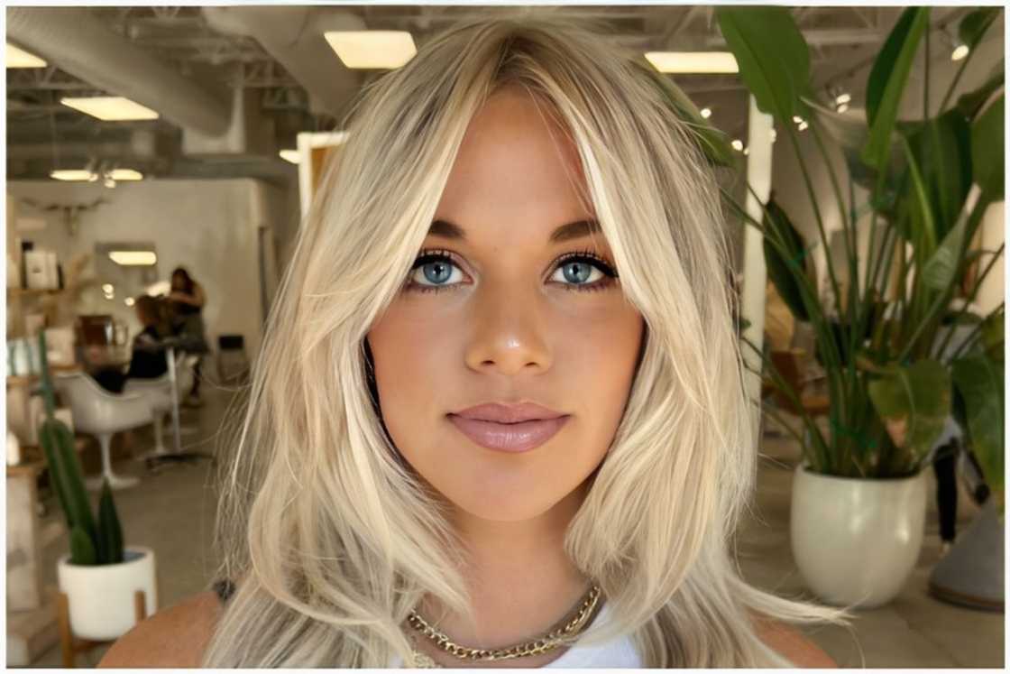 Mid-length layered blowout hairstyle Mid-length layered blowout hairstyle