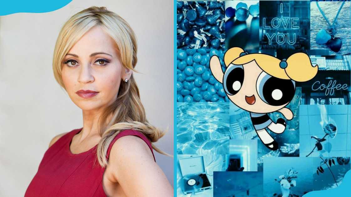 Tara Strong and her voice character Bubbles.