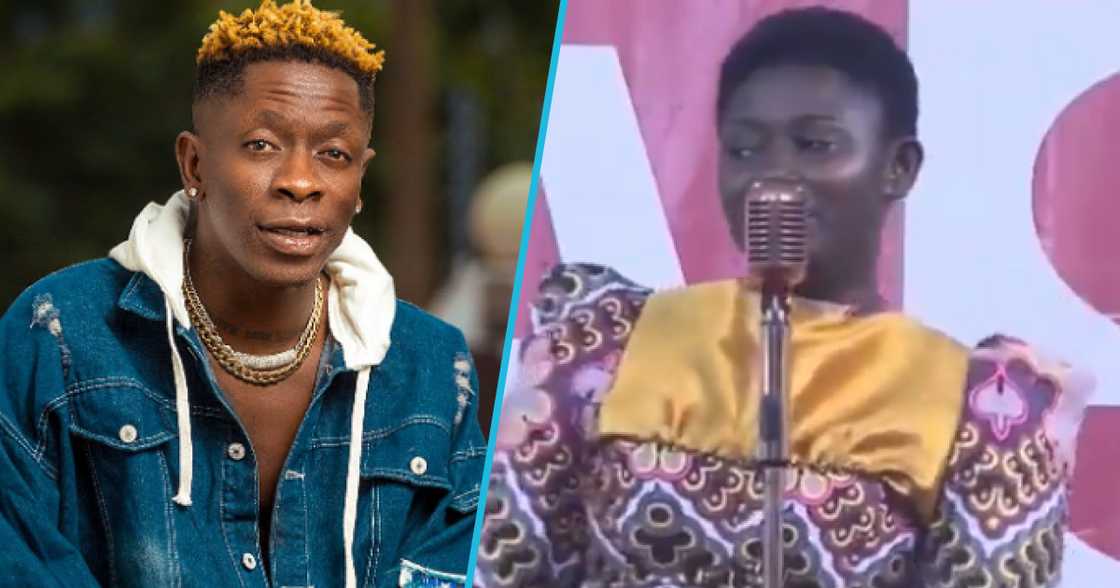 Photos of Shatta Wale (L) and Afua Asantewaa Aduonum (R).