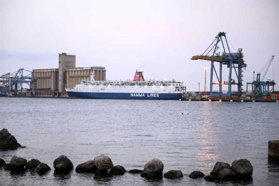 A Saudi-flagged ferry carrying war evacuees, at Port Sudan on April 25, 2023 -- international trade fell 23 percent in 2023, Sudan's port authorities said A Saudi-flagged ferry carrying war evacuees, at Port Sudan on April 25, 2023 -- international trade fell 23 percent in 2023, Sudan's port authorities said