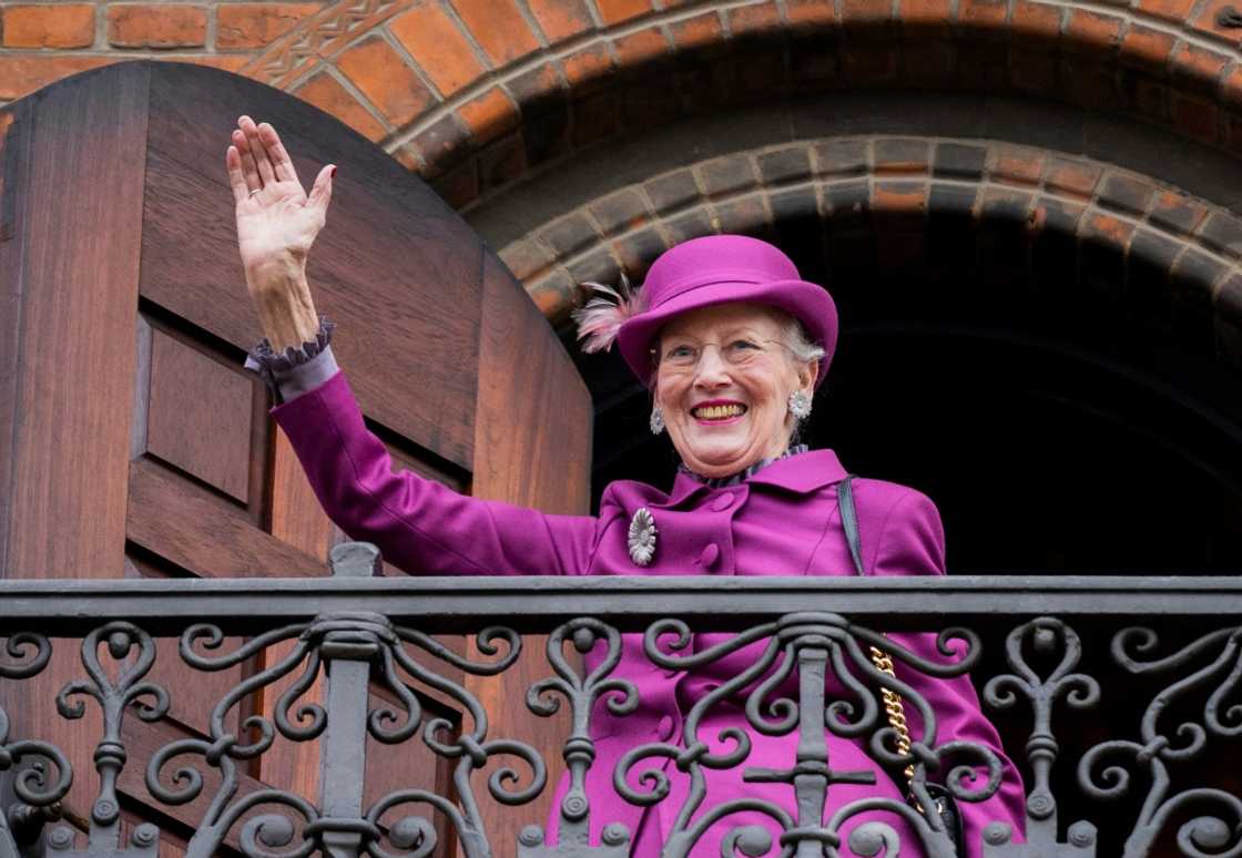 Now Europe's only reigning queen, Queen Margrethe II waved from the city hall balcony Now Europe's only reigning queen, Queen Margrethe II waved from the city hall balcony