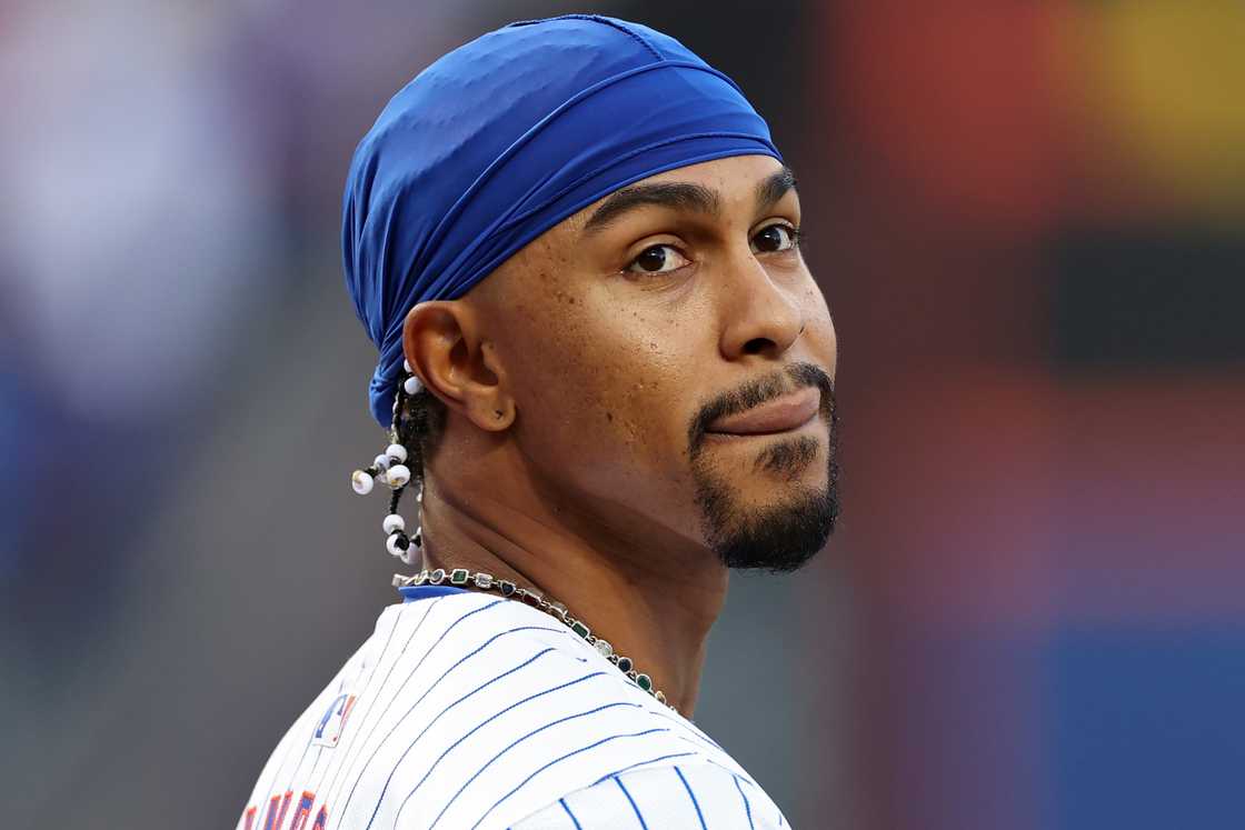 Francisco Lindor looks on before Game Three of the Division Series against the Philadelphia Phillies