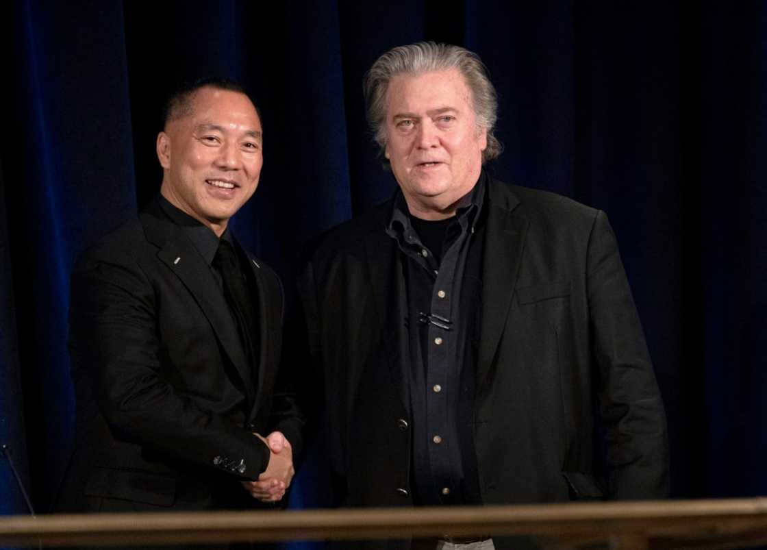 Former White House Chief Strategist Steve Bannon (R) and Chinese tycoon Guo Wengui, who was arrested by US Justice authorities on charges of massive fraud Former White House Chief Strategist Steve Bannon (R) and Chinese tycoon Guo Wengui, who was arrested by US Justice authorities on charges of massive fraud