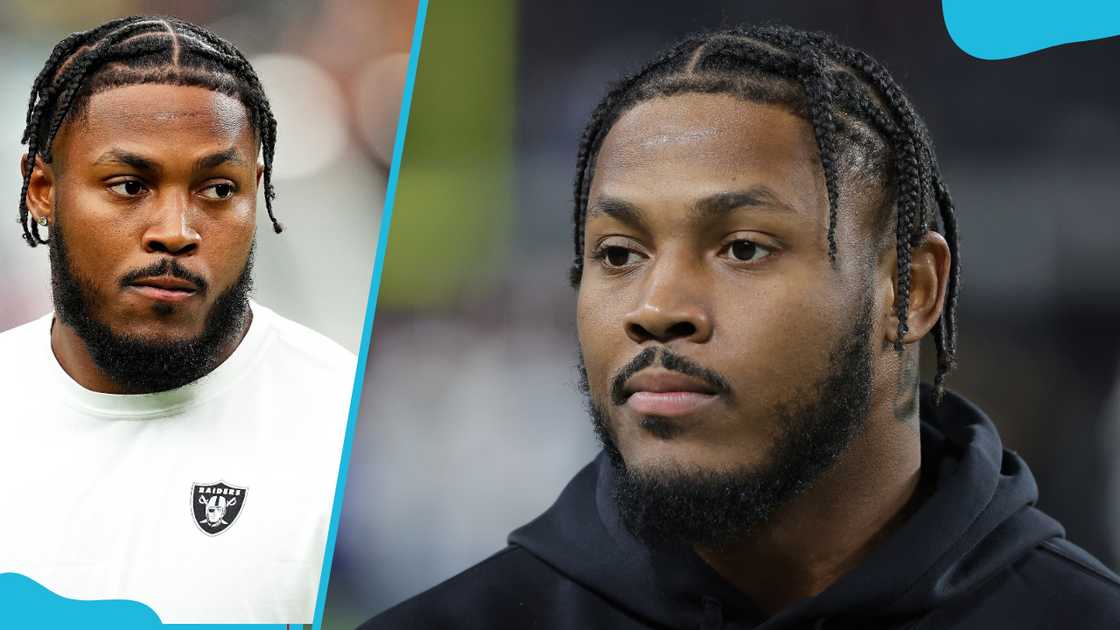 Josh Jacobs (L) warms up before a game. Josh (R) looks on before the game against the Los Angeles Chargers Josh Jacobs (L) warms up before a game. Josh (R) looks on before the game against the Los Angeles Chargers