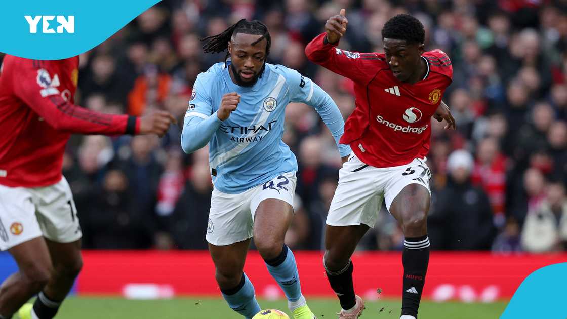 Antoine Semenyo, Manchester City, Manchester derby, Kobbie Mainoo, Semenyo's Champions League debut, Premier League, Manchester United, Old Trafford. Antoine Semenyo, Manchester City, Manchester derby, Kobbie Mainoo, Semenyo's Champions League debut, Premier League, Manchester United, Old Trafford.