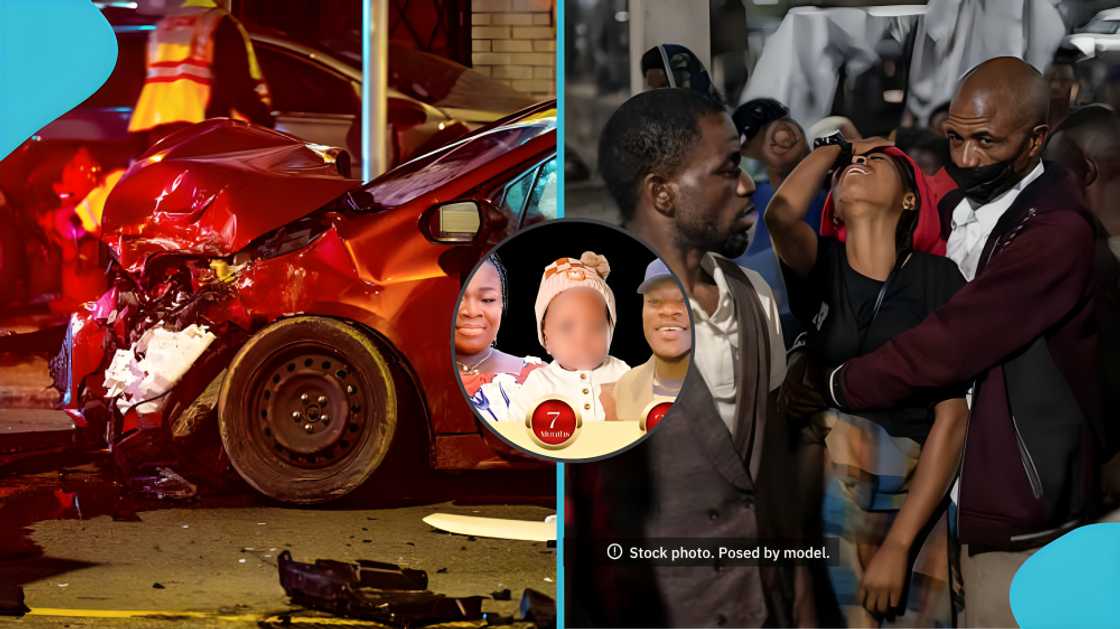 Ghana road crash, accident, Emelia Opoku Baah, Michael Opoku, Obrempong Kodjo Nyantekyi Baah, Dansoman, funeral, family, lying in state, Emmanuel Presbyterian Church, road safety awareness Ghana, community mourning, accident victims