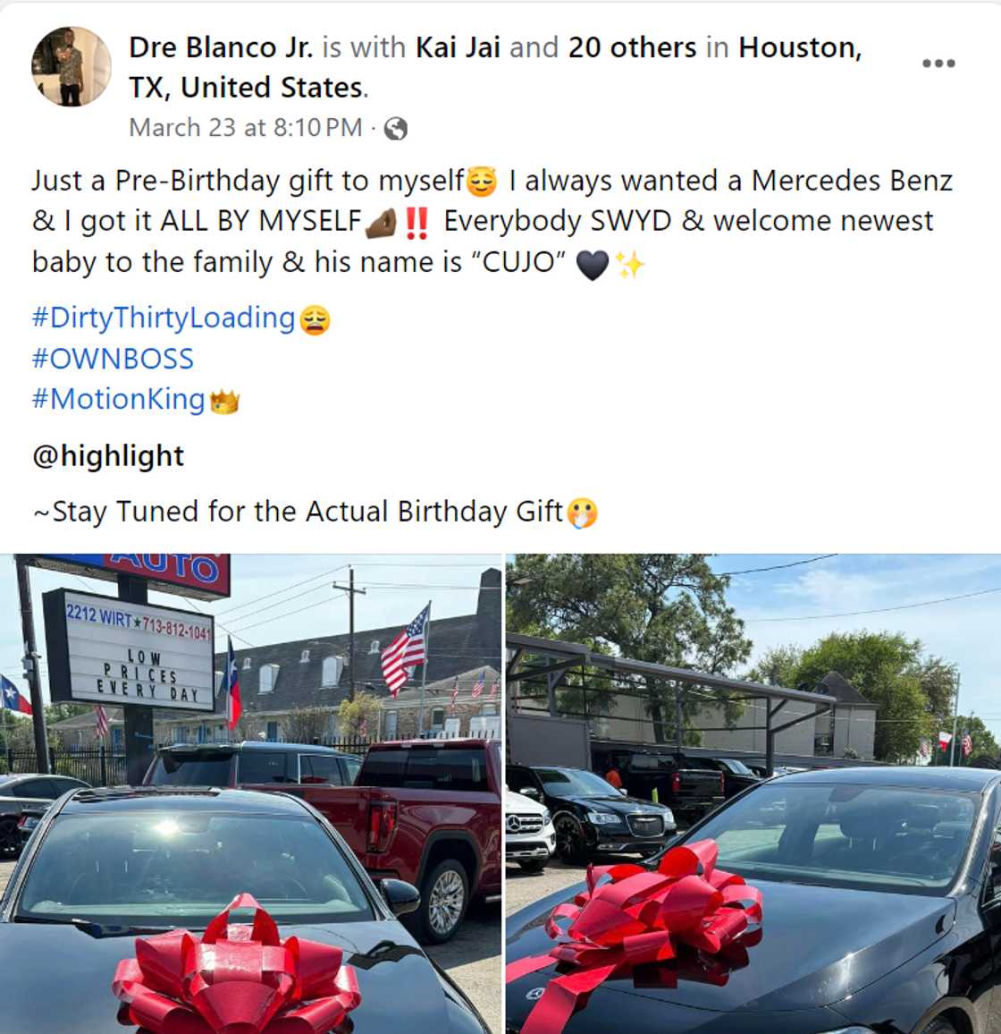 Man buys Mercedes-Benz as pre-birthday gift. Man buys Mercedes-Benz as pre-birthday gift.
