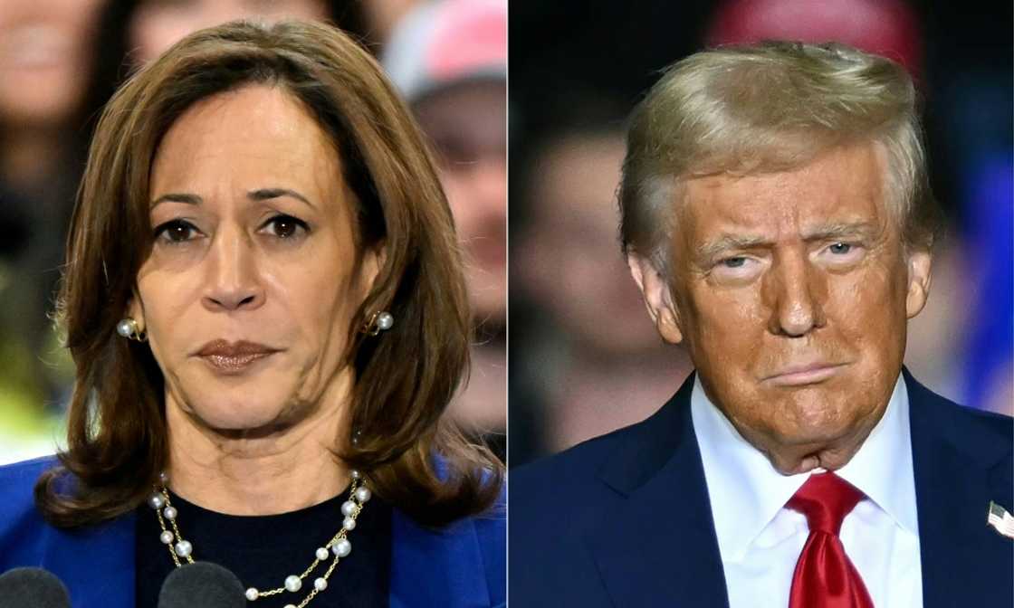 The polls pointed to a close US presidential race between Democratic Vice President Kamala Harris (L) and the Republican former President Donald Trump (R) ahead of election day