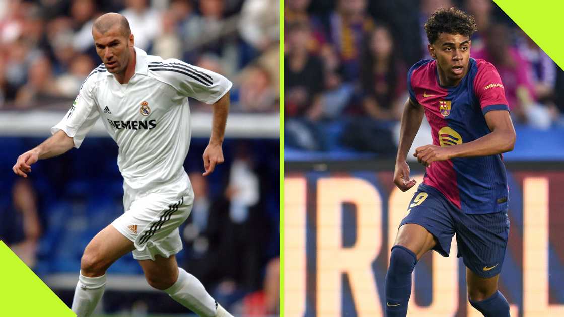 Lamine Yamal's dad, Mounir Nasraoui, has compared the Barcelona prodigy to Zinedine Zidane. Photos by Etsuo Hara and Alex Caparros. Lamine Yamal's dad, Mounir Nasraoui, has compared the Barcelona prodigy to Zinedine Zidane. Photos by Etsuo Hara and Alex Caparros.