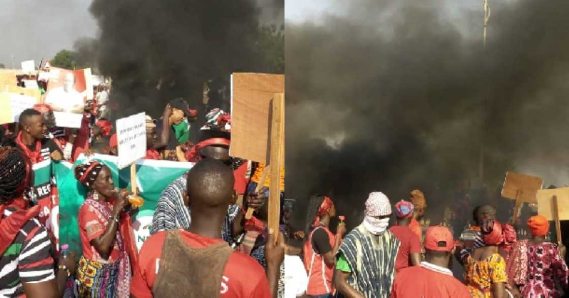 Damango: NDC supporters burn tyres barely 24 hours after Akufo-Addo swearing in Damango: NDC supporters burn tyres barely 24 hours after Akufo-Addo swearing in