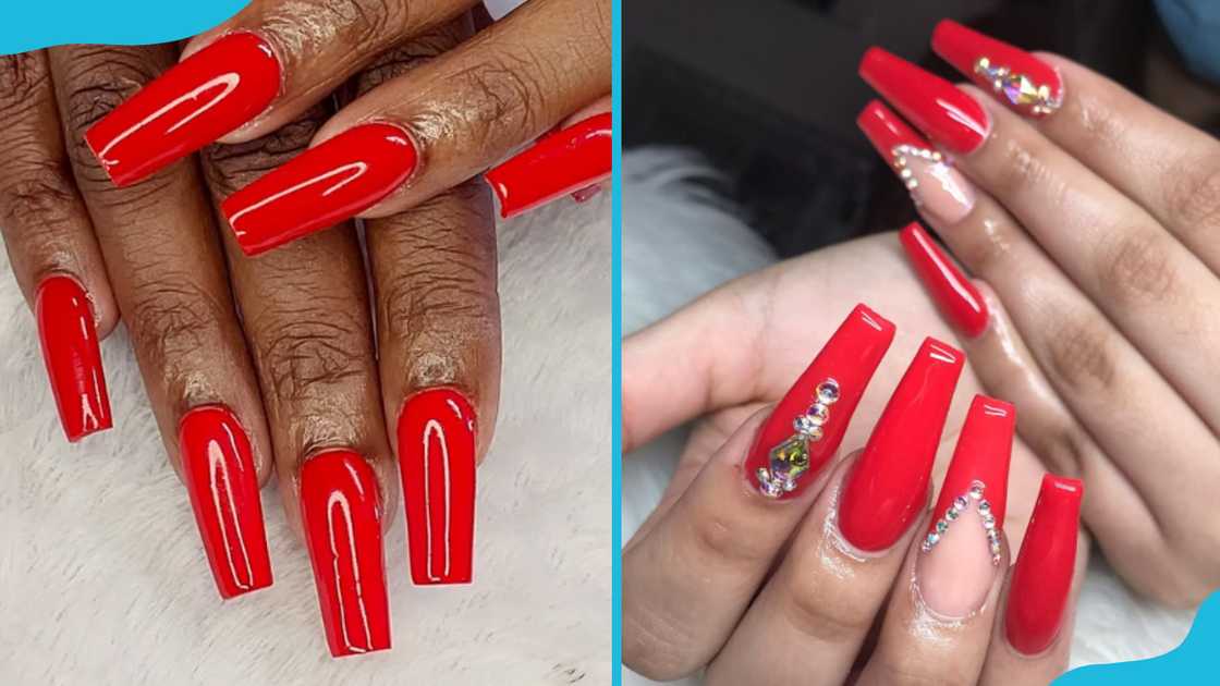 Red medium coffin nails Red medium coffin nails
