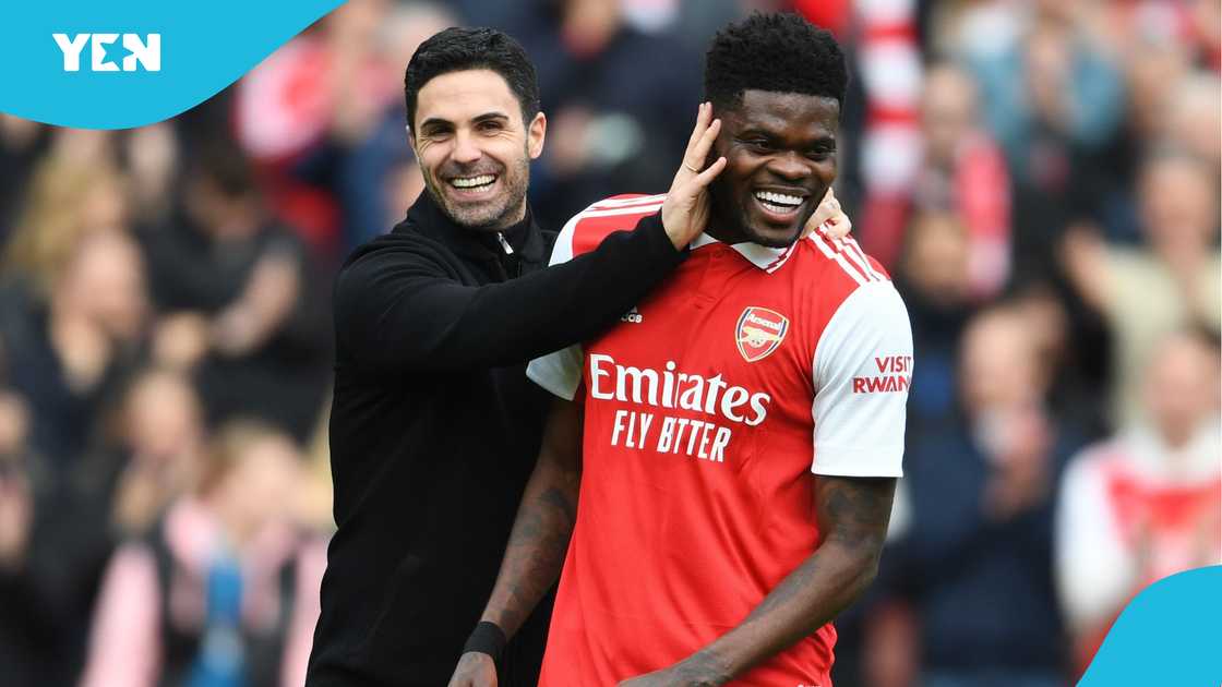 Mikel Arteta, Thomas Partey, PSG, Arsenal, UEFA Champions League. Mikel Arteta, Thomas Partey, PSG, Arsenal, UEFA Champions League.