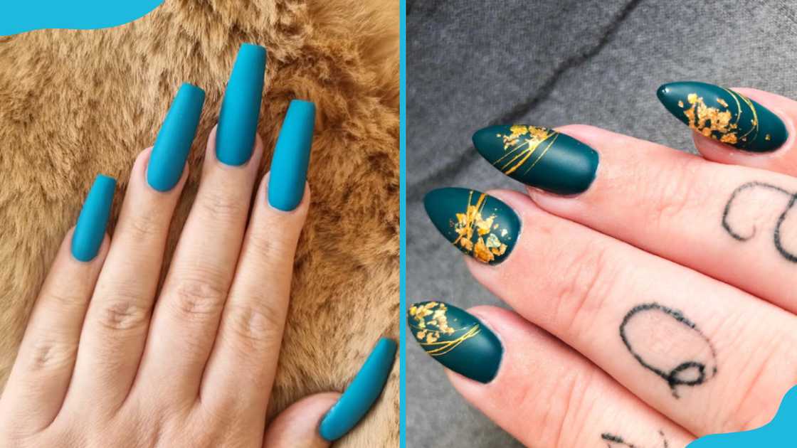 Matte teal nails Matte teal nails