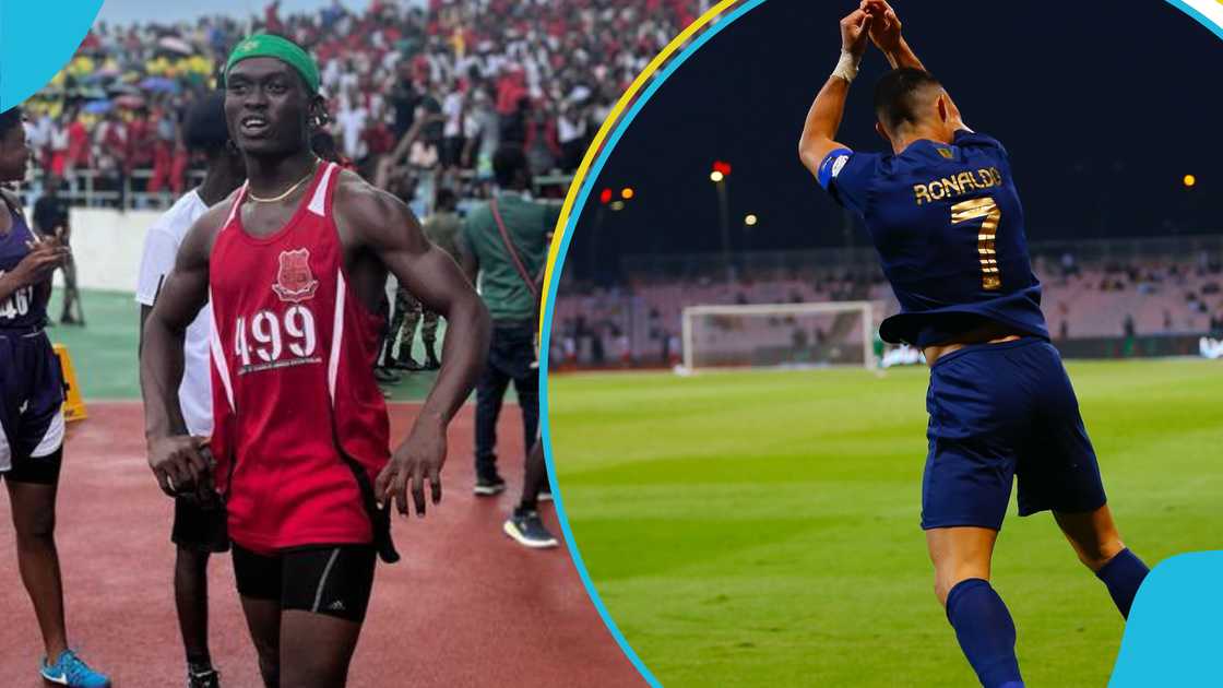 Mfantsipim's Joseph Kwofie clinched his third successive victory in the 100m race after previous wins in 2023 and 2024. Mfantsipim's Joseph Kwofie clinched his third successive victory in the 100m race after previous wins in 2023 and 2024.