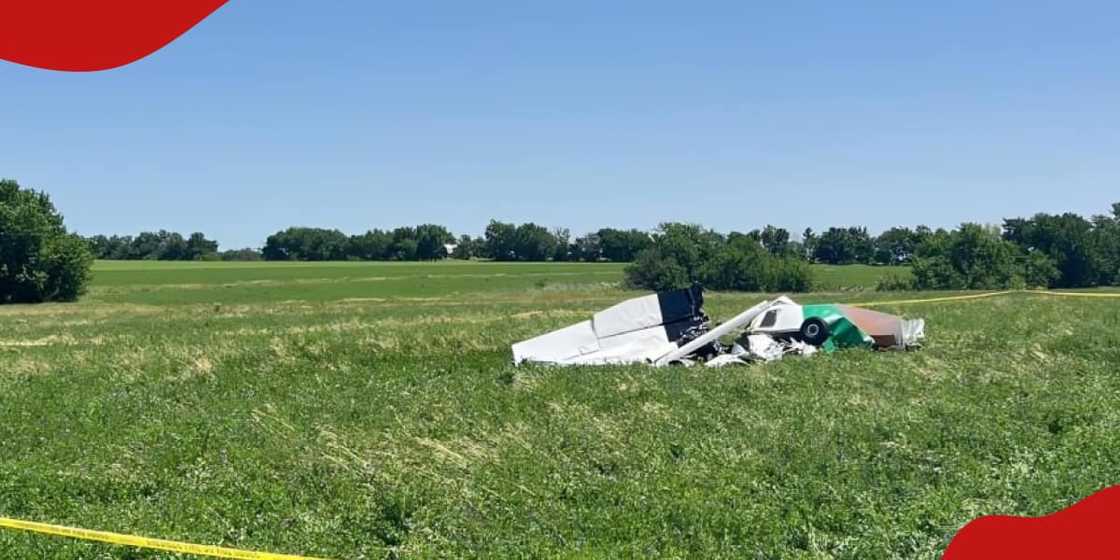 A photo showing the wreckage of the ill-fated Cessna. A photo showing the wreckage of the ill-fated Cessna.