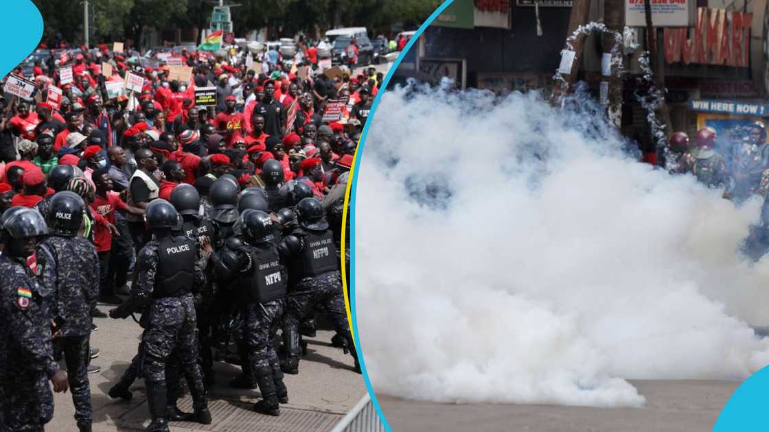 Police Fire Teargas On NDC Protestors After Clash in Kumasi Police Fire Teargas On NDC Protestors After Clash in Kumasi