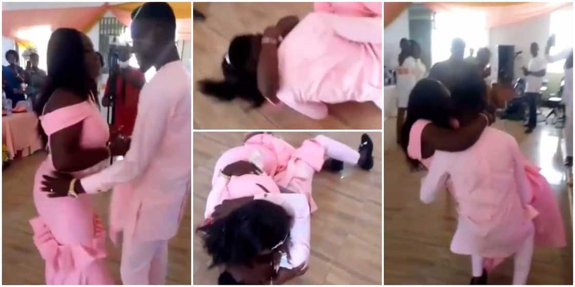 Lady gives man kiss after they fell awkwardly when he tried lifting her up in cute video Lady gives man kiss after they fell awkwardly when he tried lifting her up in cute video