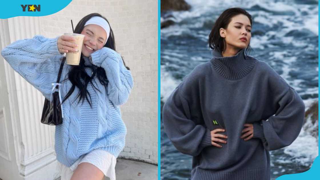 Ladies in oversized sweaters Ladies in oversized sweaters