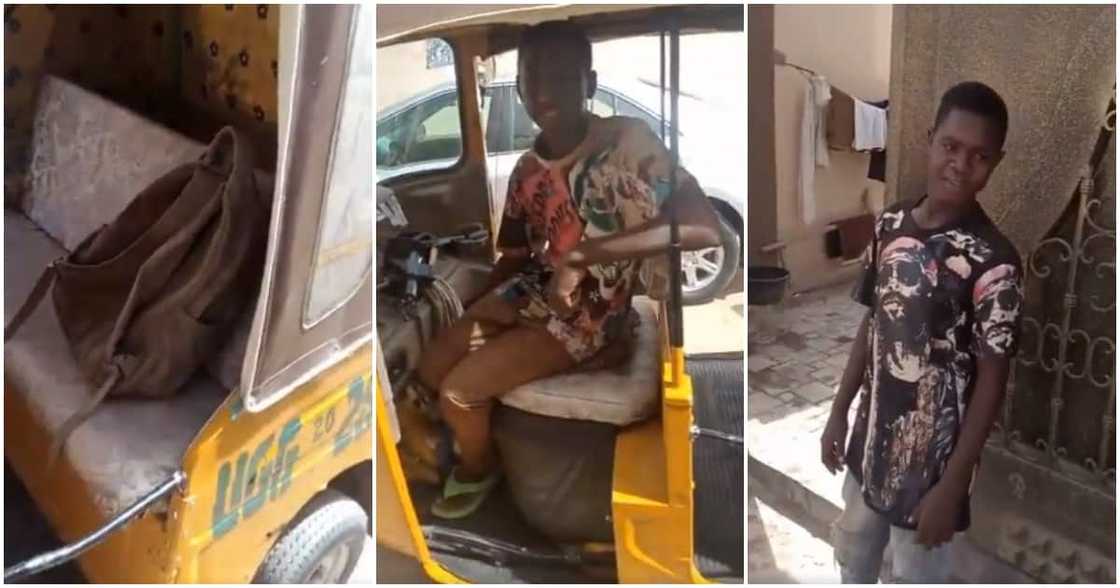 Keke rider, passenger, laptop, tricycle Keke rider, passenger, laptop, tricycle