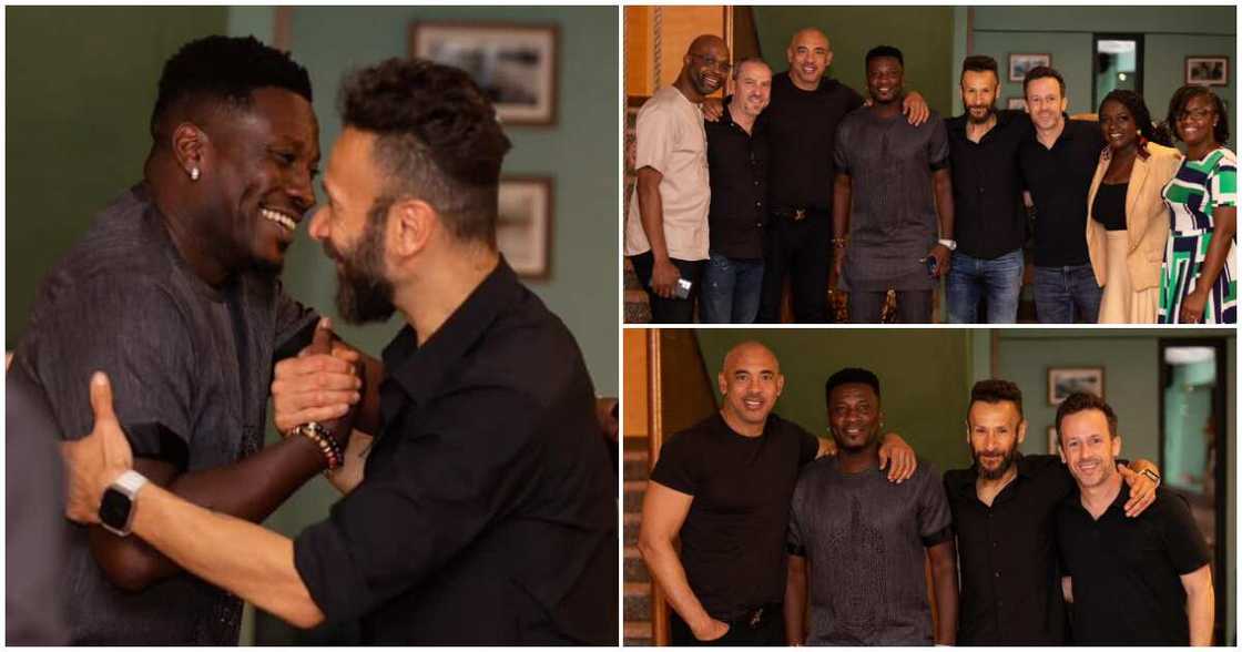 Asamoah Gyan and the GRAMMY CEO and President dine at Akufo-Addo's Daughter's Restaurant, Nsuomnam. Asamoah Gyan and the GRAMMY CEO and President dine at Akufo-Addo's Daughter's Restaurant, Nsuomnam.