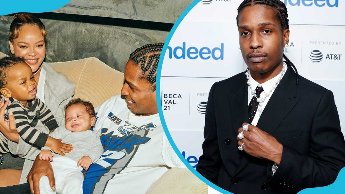 A$AP Rocky with Rihanna and their sons in a living room, and the rapper attends the Tribeca Festival Premiere of "Stockholm Syndrome" at Battery Park A$AP Rocky with Rihanna and their sons in a living room, and the rapper attends the Tribeca Festival Premiere of "Stockholm Syndrome" at Battery Park