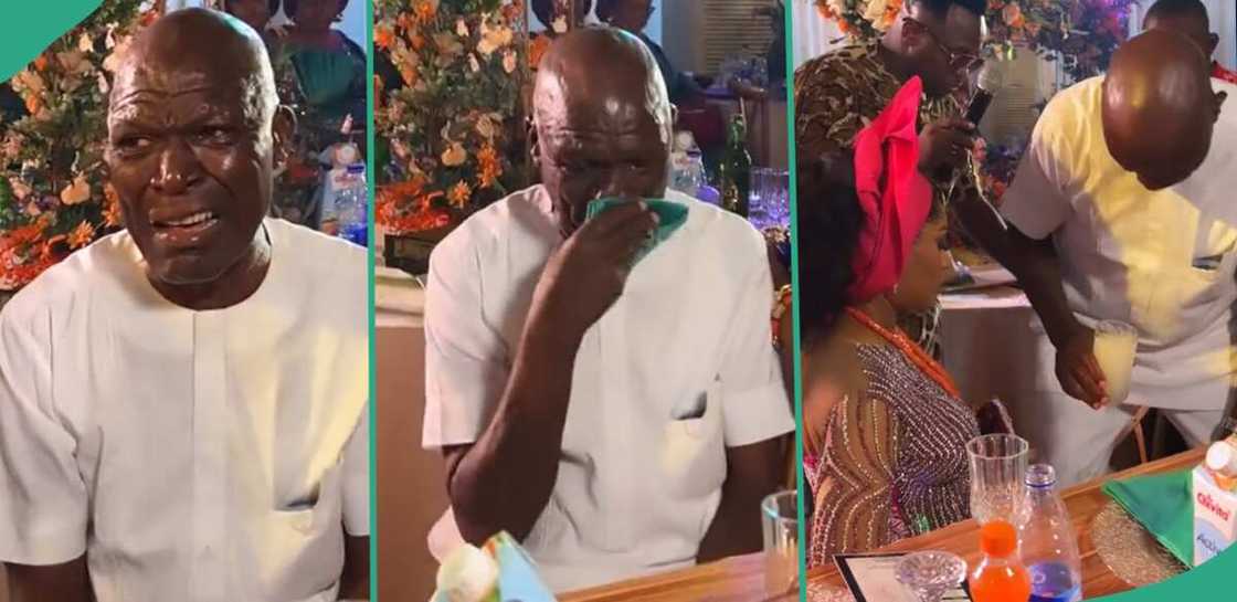Man crying at his daughter's wedding. Man crying at his daughter's wedding.