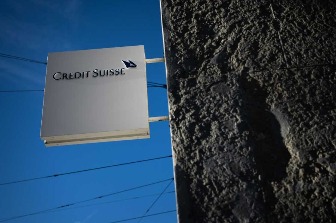A sign ooutside a Credit Suisse bank branch in Geneva A sign ooutside a Credit Suisse bank branch in Geneva