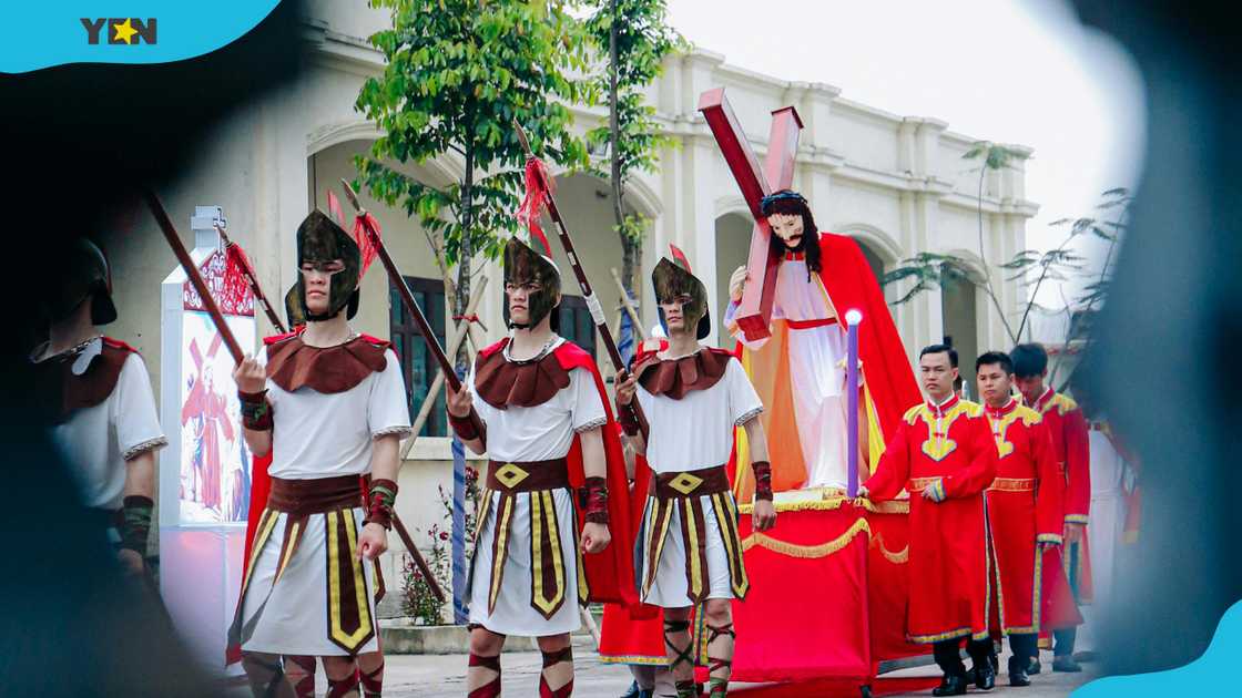 Men cosplaying as soldiers who took Jesus Christ to Calvary Men cosplaying as soldiers who took Jesus Christ to Calvary