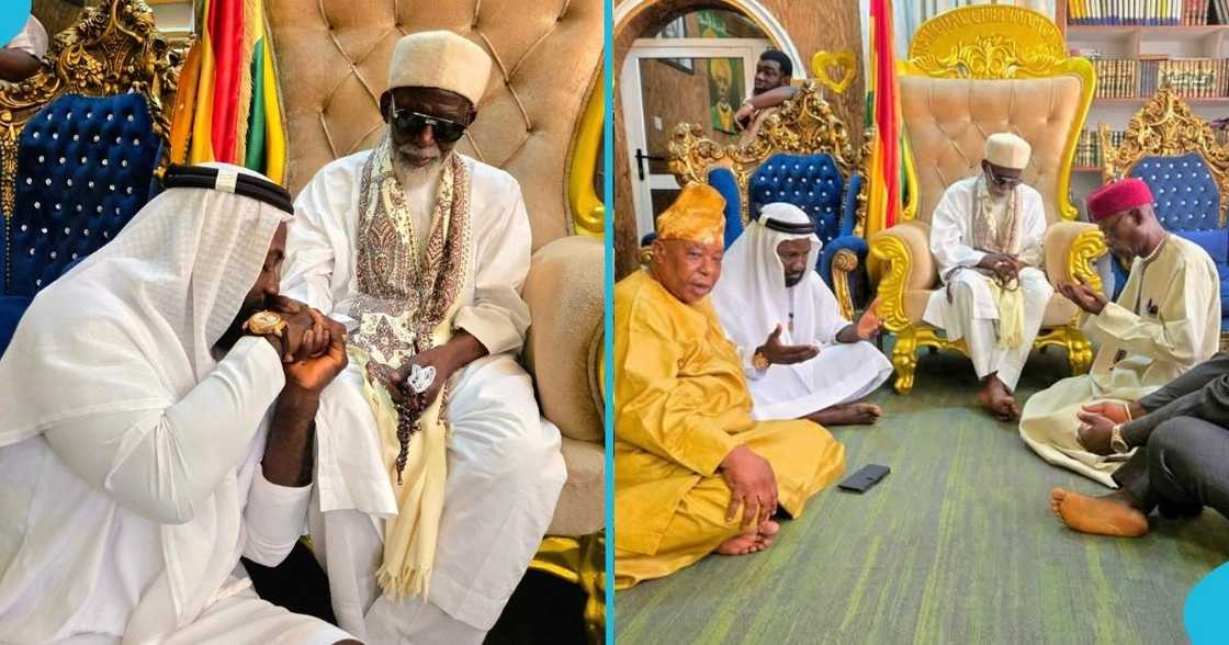 Okatakyire Afrifa-Mensah, Ghanaian media personality, the National Chief Imam, Sheikh Osman Nuhu Sharubutu, official residence. Okatakyire Afrifa-Mensah, Ghanaian media personality, the National Chief Imam, Sheikh Osman Nuhu Sharubutu, official residence.