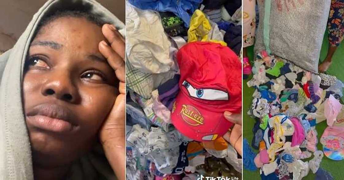 Okrika seller in tears after buying N250k children's bale Okrika seller in tears after buying N250k children's bale