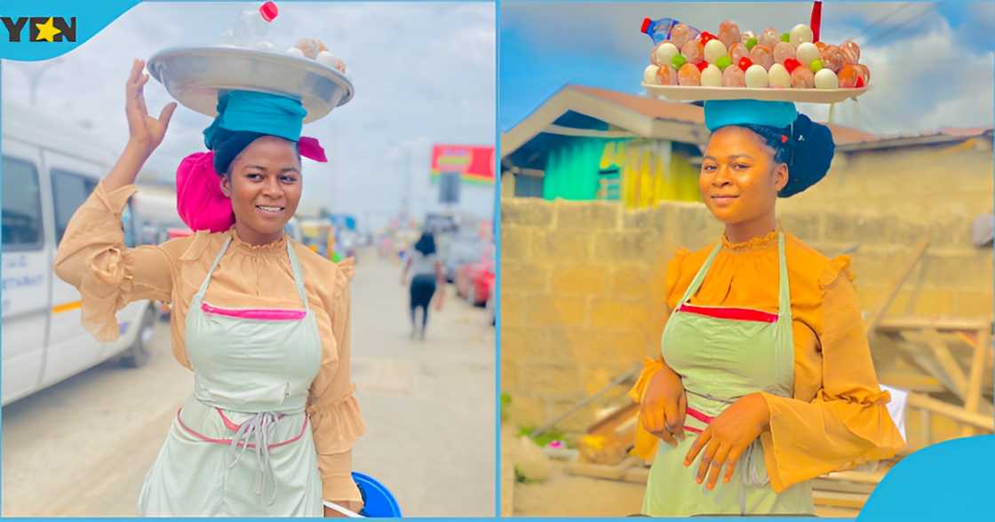 Photo of a Ghanaian lady working as an egg y seller.