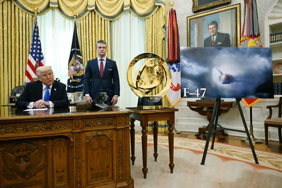 US President Donald Trump speaks alongside Secretary of Defense Pete Hegseth in the Oval Office of the White House on March 21, 2025 US President Donald Trump speaks alongside Secretary of Defense Pete Hegseth in the Oval Office of the White House on March 21, 2025