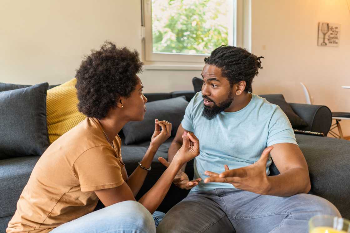 A woman and a man talking A woman and a man talking