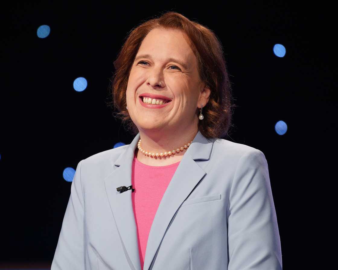 Amy Schneider during the Jeopardy! Masters Champion show