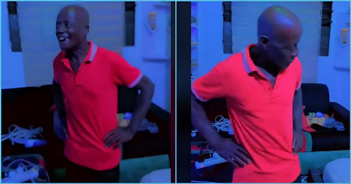 Old man impressed with grandson's room Old man impressed with grandson's room