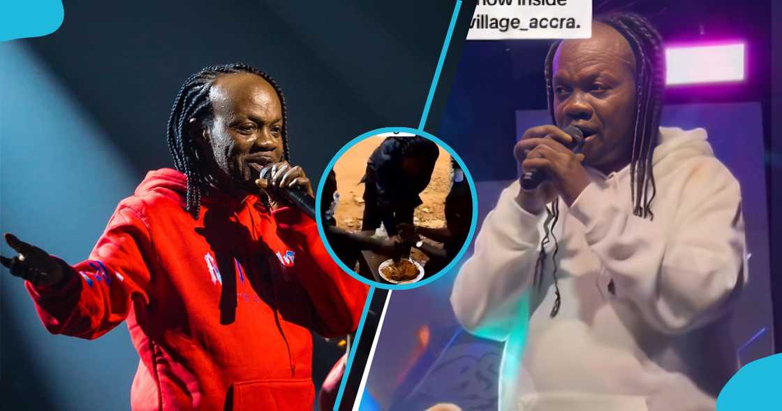 Daddy Lumba, Lumba eats with friends, Lumba kenkey, Daddy Lumba eats outside