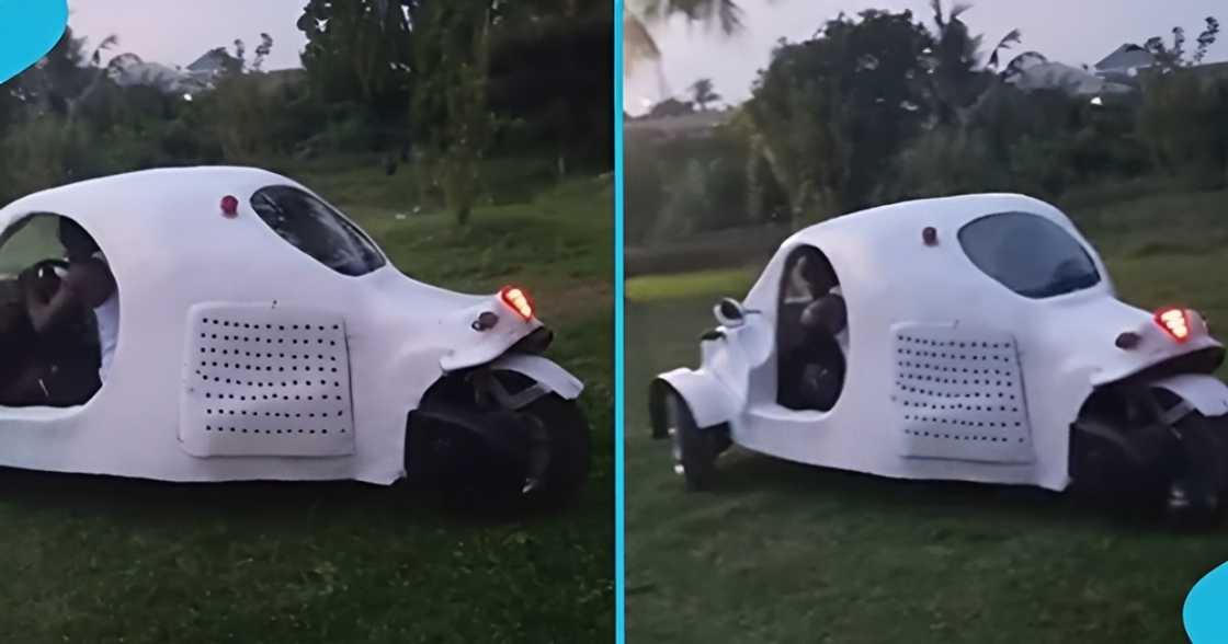 Ghanaian man, reverse tricycle, invention, innovation, Mampongteng, Kumasi. Ghanaian man, reverse tricycle, invention, innovation, Mampongteng, Kumasi.