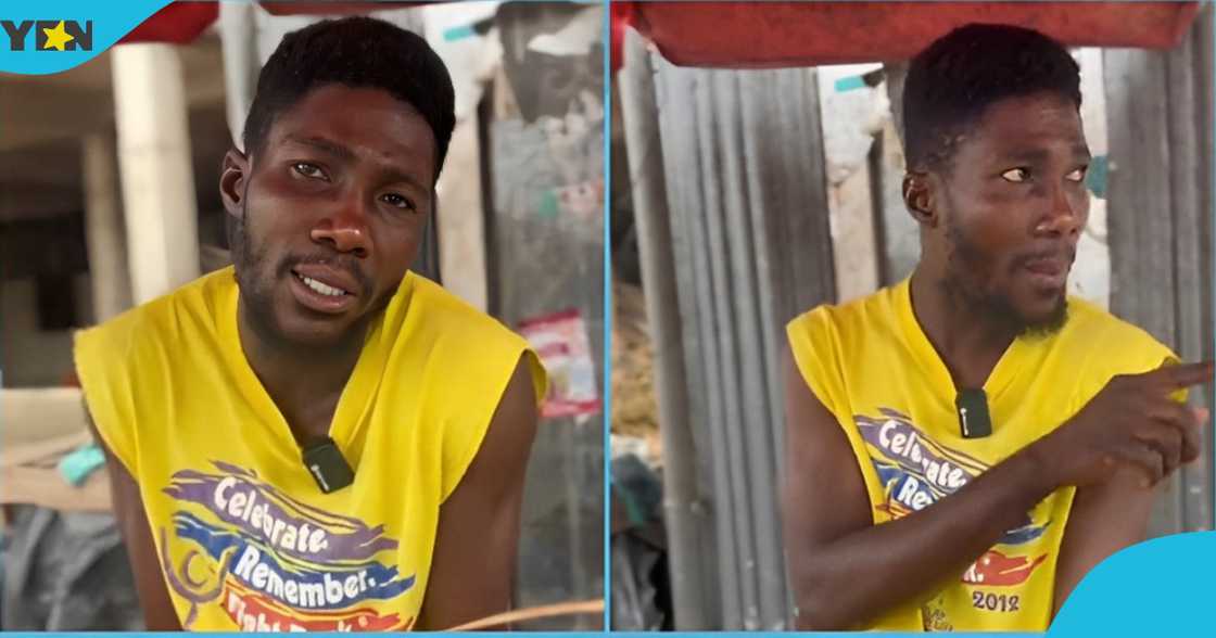 A photo of a young Ghanaian man who sells coconut.