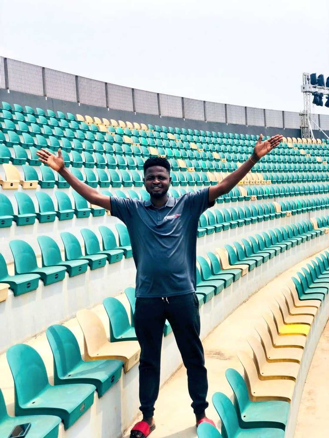 Football, stands, fun, pose, happy Football, stands, fun, pose, happy